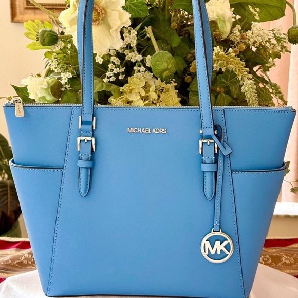 Michael Kors Handbags - Michael Kors Lg Charlotte Blue Tote Bag